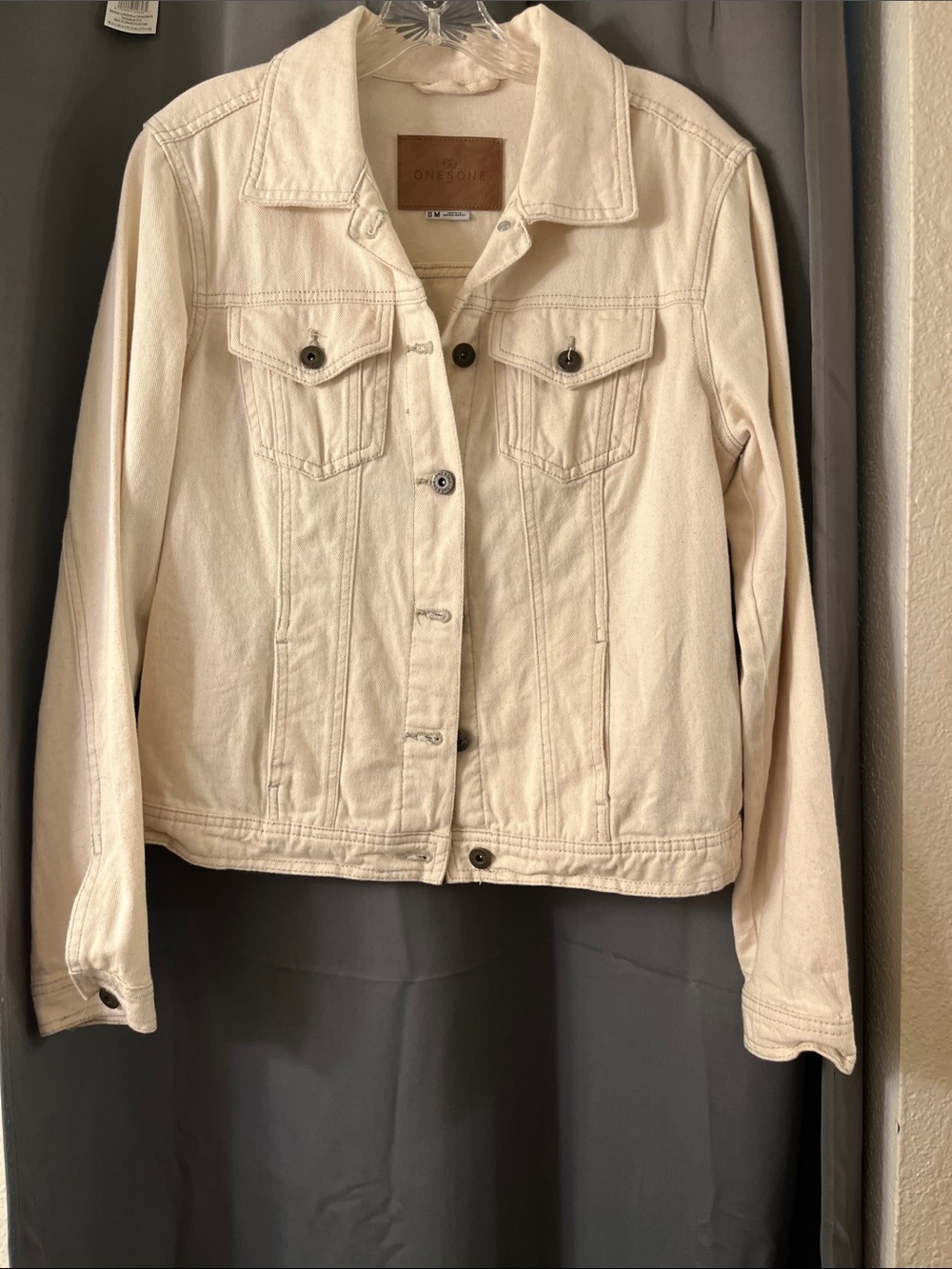 one 5 one Women's Cream Jean Jacket